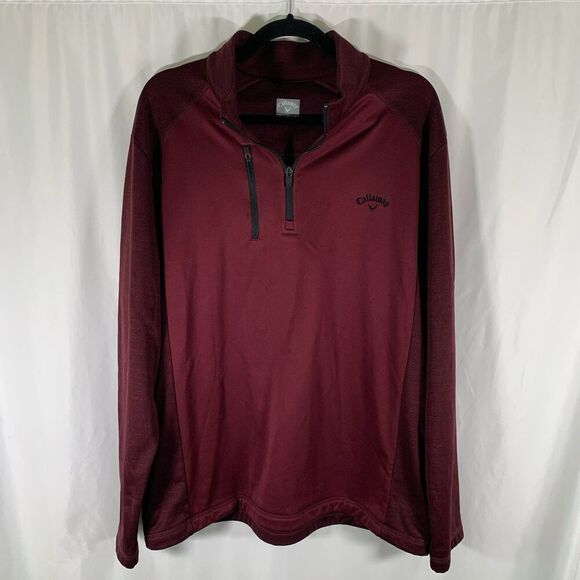 Callaway Golf Sweater Men's XL Red 1/4 Zip Pullover Zip Pocket Long Sleeve - Picture 1 of 8